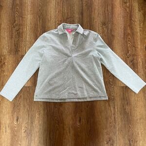 Lilly Pulitzer Emalia Shimmer Terry Pullover‎ Gray Sparkle Sweater Womens S
